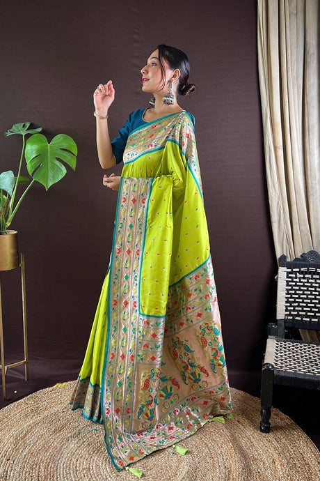 Green Silk Blend Zari  Saree