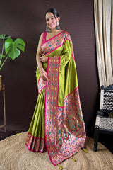 Green Silk Blend Zari  Saree