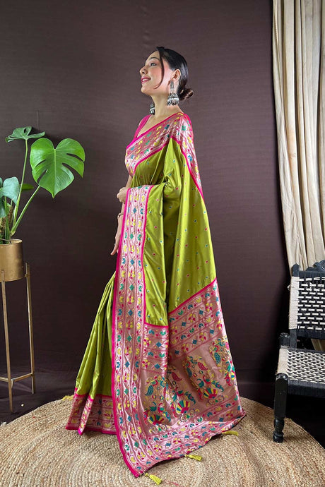 Green Silk Blend Zari  Saree