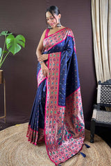 Blue Silk Blend Zari  Saree