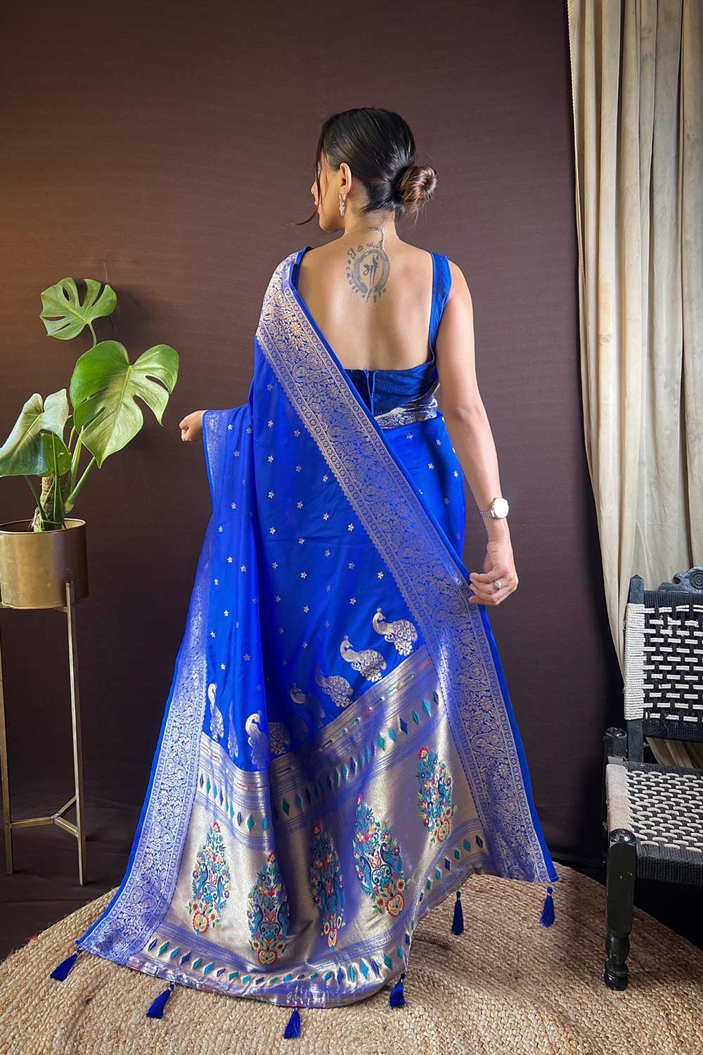 Blue Silk Blend Zari  Saree