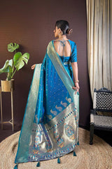 Blue Silk Blend Zari  Saree