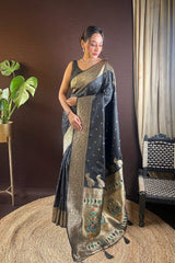 Black Silk Blend Zari  Saree