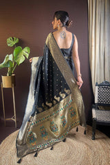 Black Silk Blend Zari  Saree