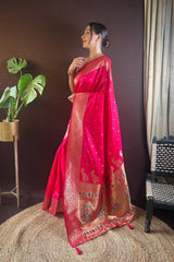 Pink Silk Blend Zari  Saree