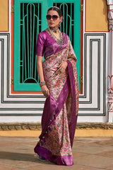 Purple Silk Blend Woven Saree