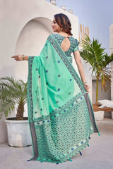 Green Silk Blend printed Saree