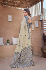 Off-White Silk Blend printed Saree