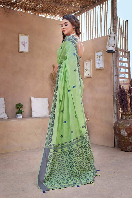 Green Silk Blend printed Saree