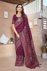 Purple Silk blend Woven Saree