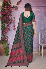 Green Silk blend Woven Saree