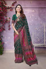 Green Silk blend Woven Saree