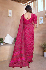 Pink Silk blend Woven Saree