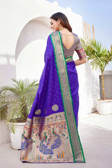 Blue Silk Blend Zari  Saree