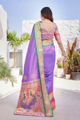 Purple Silk Blend Zari  Saree