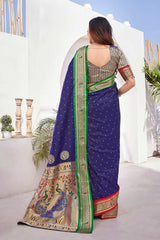 Blue Silk Blend Zari  Saree