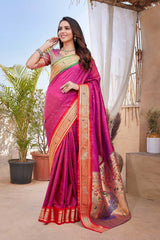 Pink Silk Blend Zari  Saree