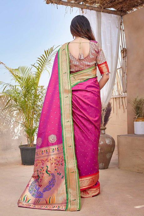 Pink Silk Blend Zari  Saree