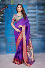 Blue Silk Blend Zari  Saree