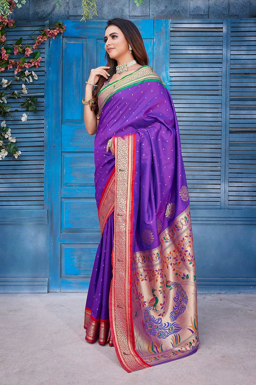 Blue Silk Blend Zari  Saree