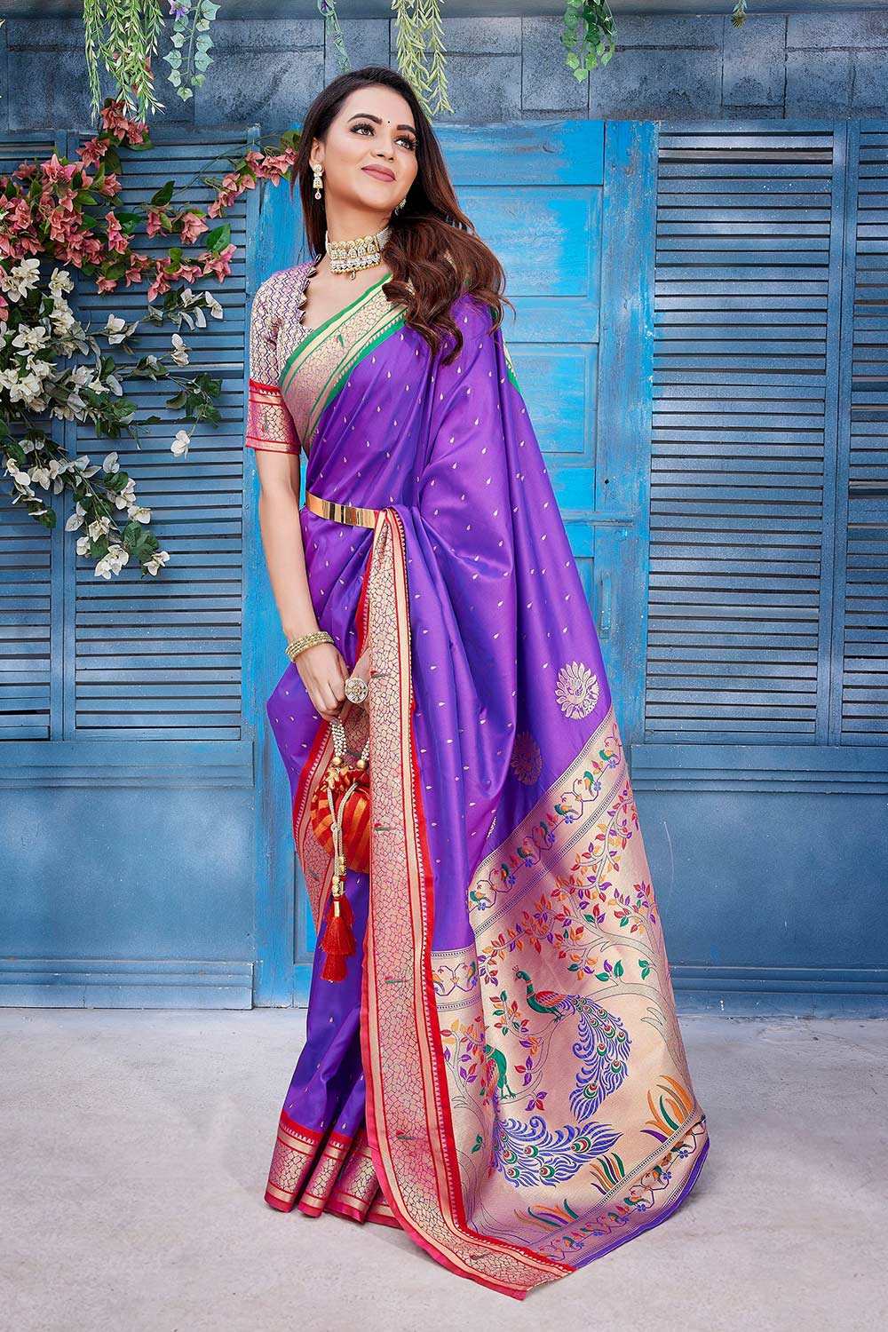 Blue Silk Blend Zari  Saree