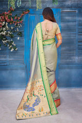 Green Silk Blend Zari  Saree