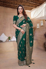 Green Silk Blend Zari  Saree