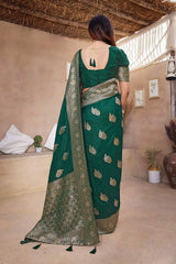 Green Silk Blend Zari  Saree