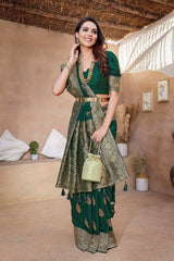 Green Silk Blend Zari  Saree