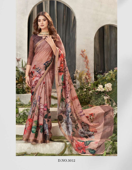 Multi-Color Chanderi Printed Saree