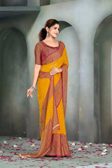 Yellow Brasso printed Saree