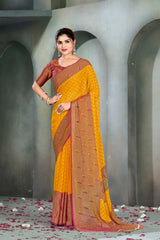 Yellow Brasso printed Saree