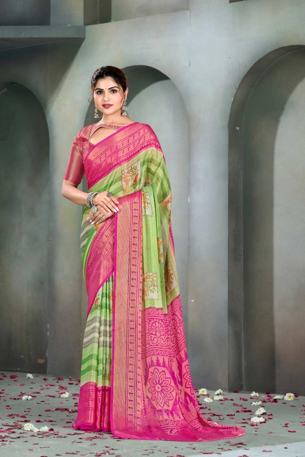 Multi-Color Brasso printed Saree