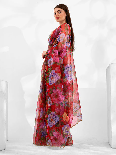 Multi-Color Silk Printed Saree