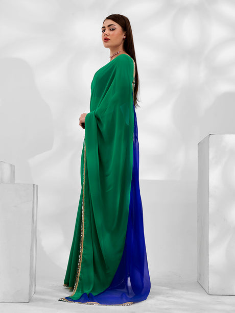 Green Georgette Mirror Sequence Saree