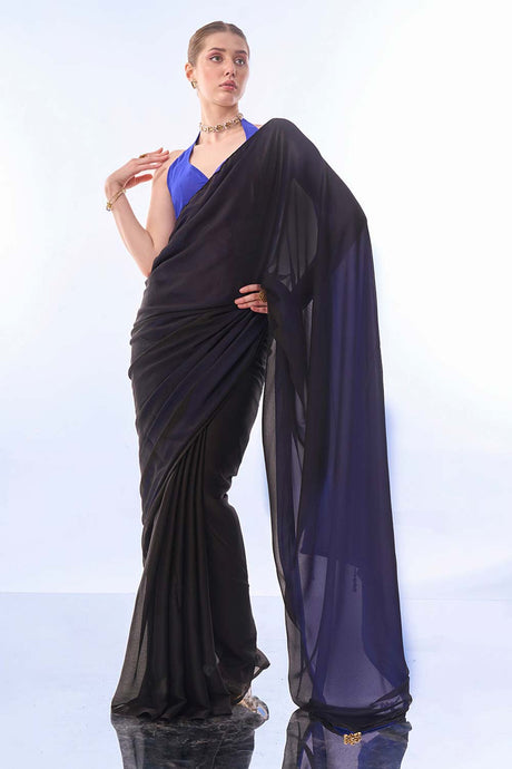 Black Georgette printed Saree