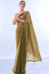 Green Organza Printed Saree