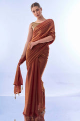 Pink Organza Printed Saree