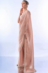 Pink Organza Printed Saree