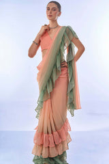 Green Georgette printed Saree