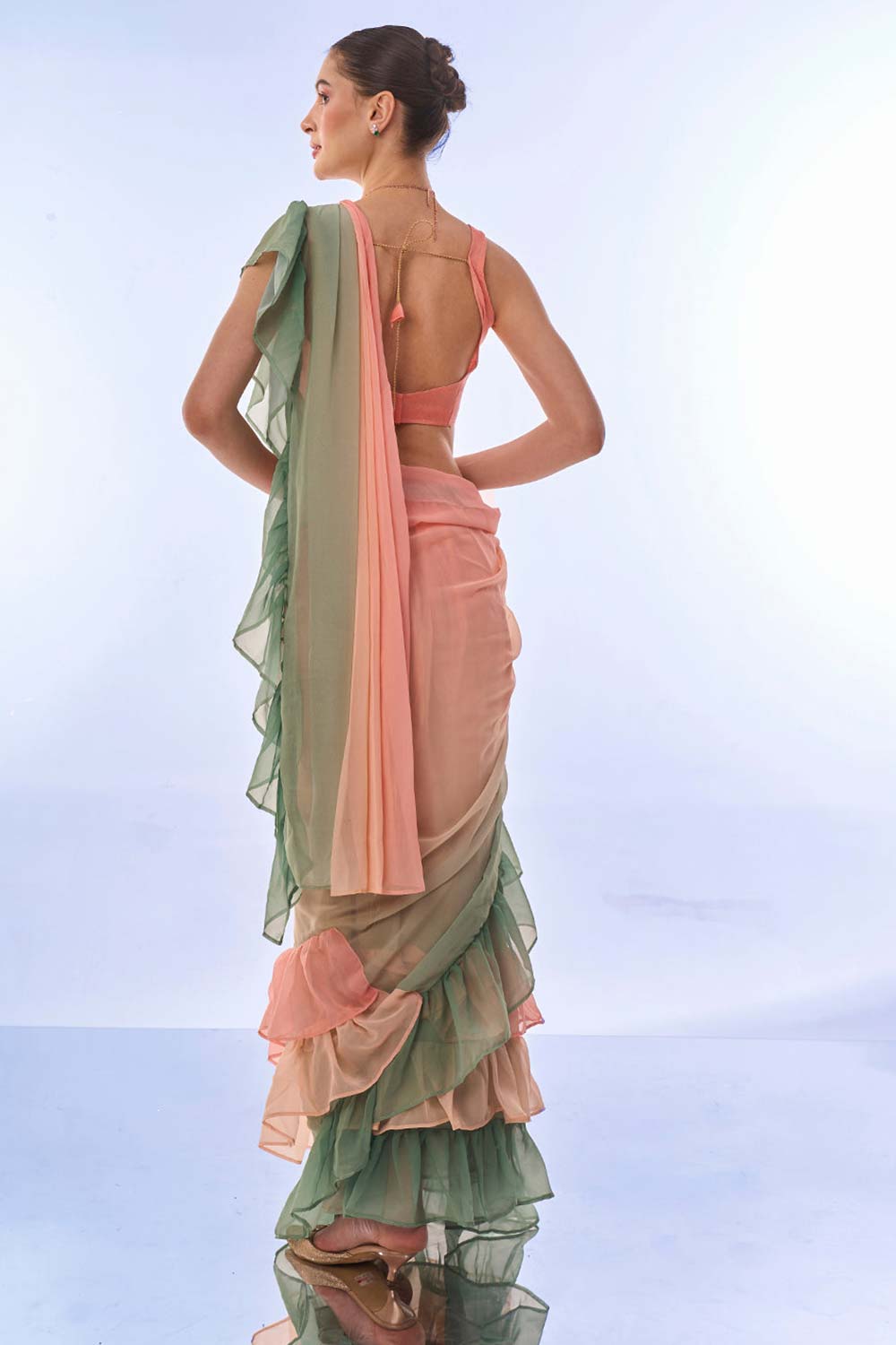 Green Georgette printed Saree