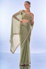 Green Organza Printed Saree