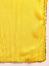 Yellow Cotton Blend Floral Printed Straight Kurti Pant With Dupatta