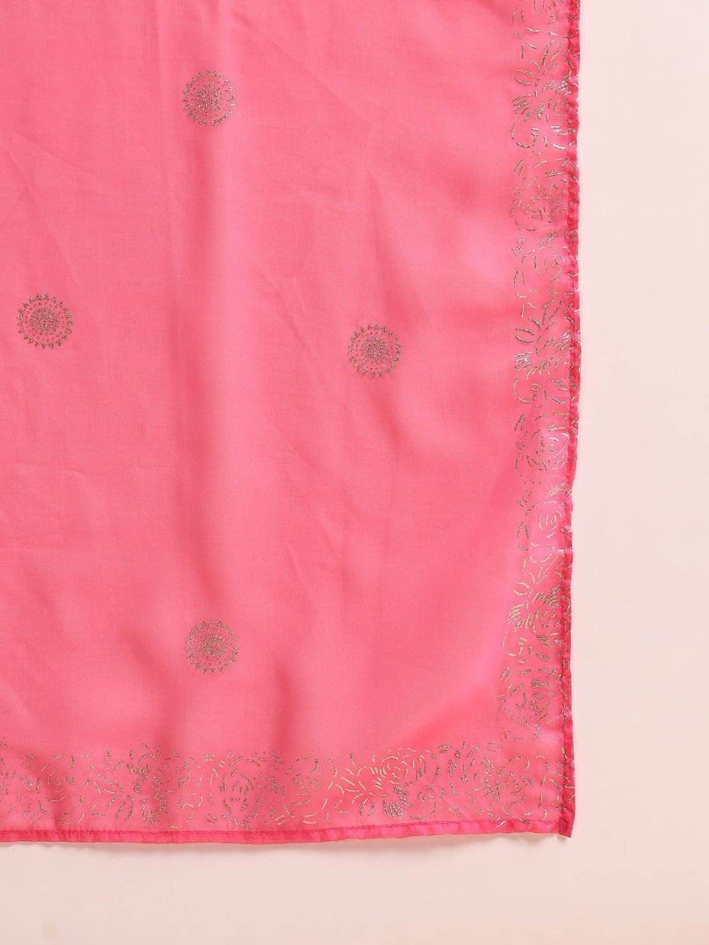 Pink Silk Blend Solid Embroidered Straight Kurta Trousers With Dupatta