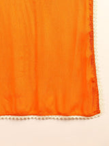 Orange Viscose Rayon Solid Embroidered Anarkali Kurta Trouser With Dupatta