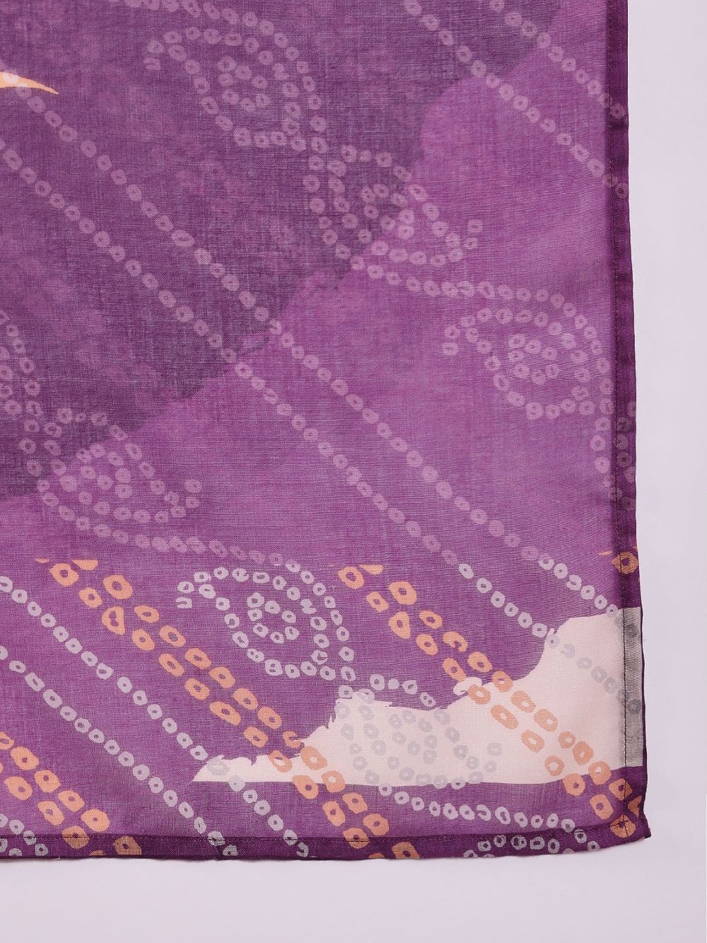 Purple Silk Blend Floral Printed Straight Kurti Pant With Dupatta