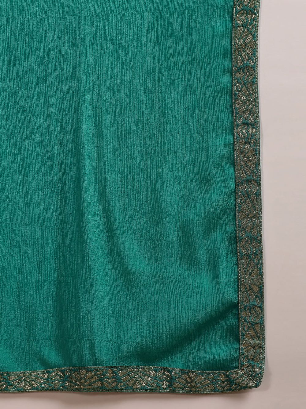 Teal Organza Abstract Woven Design Straight Kurta Trouser With Dupatta