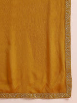 Mustard Silk Blend Abstract Woven Design Straight Kurta Trousers With Dupatta