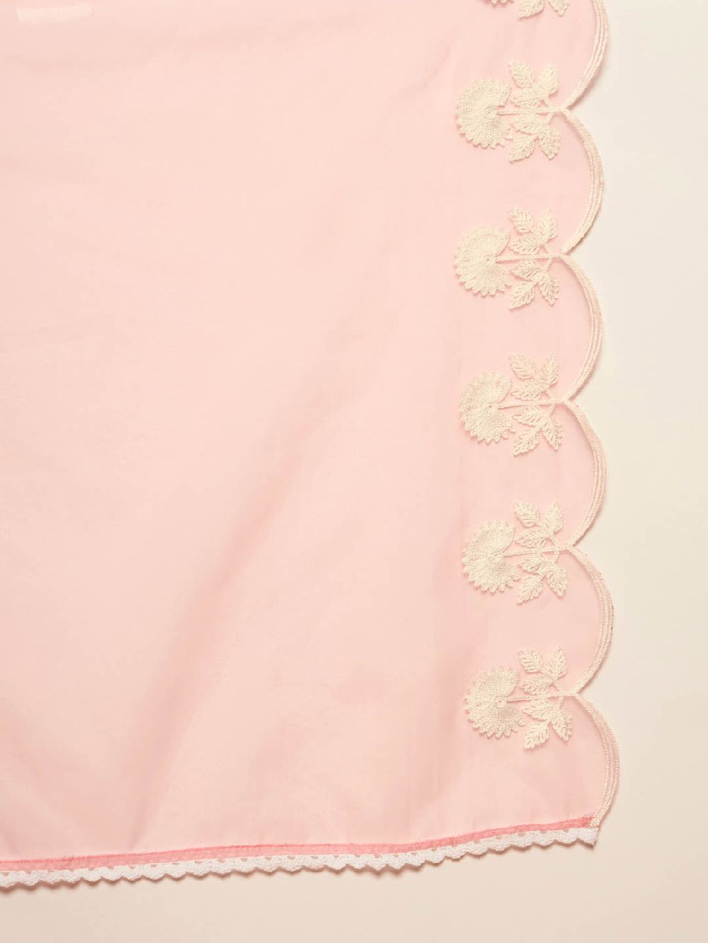 Peach Silk Blend Solid Embroidered A-Line Kurta Trouser With Dupatta