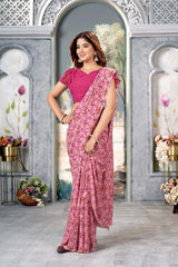 Pink Georgette printed Saree